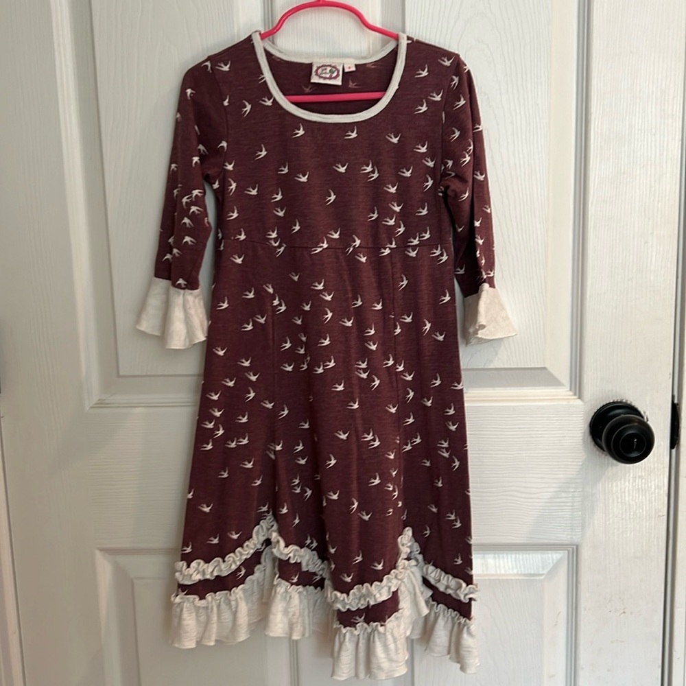 Lilli lovebird size 8 plum ruffled dress